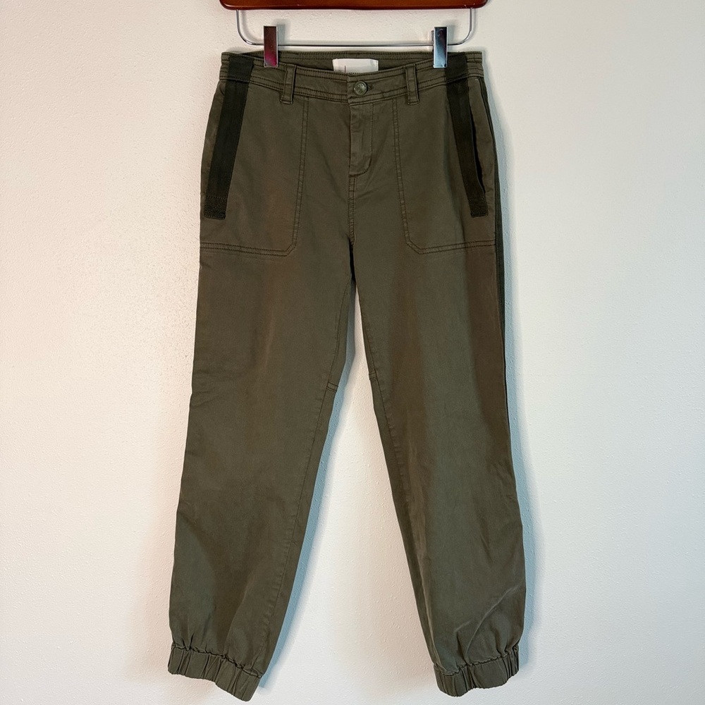 By Anthropologie Olive Utility Jogger Pants Side Stripe Size 00